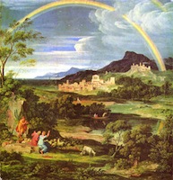 Heroische Landschaft mit Regenbogen