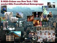 Postkarte: X-Mas-Gre aus New York / USA sendet XXL-TravelForDeaf-Reisegruppe