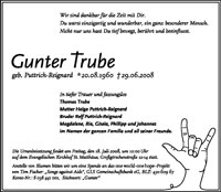 Todesanzeige Gunter Trube