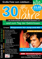 Plakat 'Jubilumsfeier 30 Jahre Stadtverband der Gehrlosen Dsseldorf'